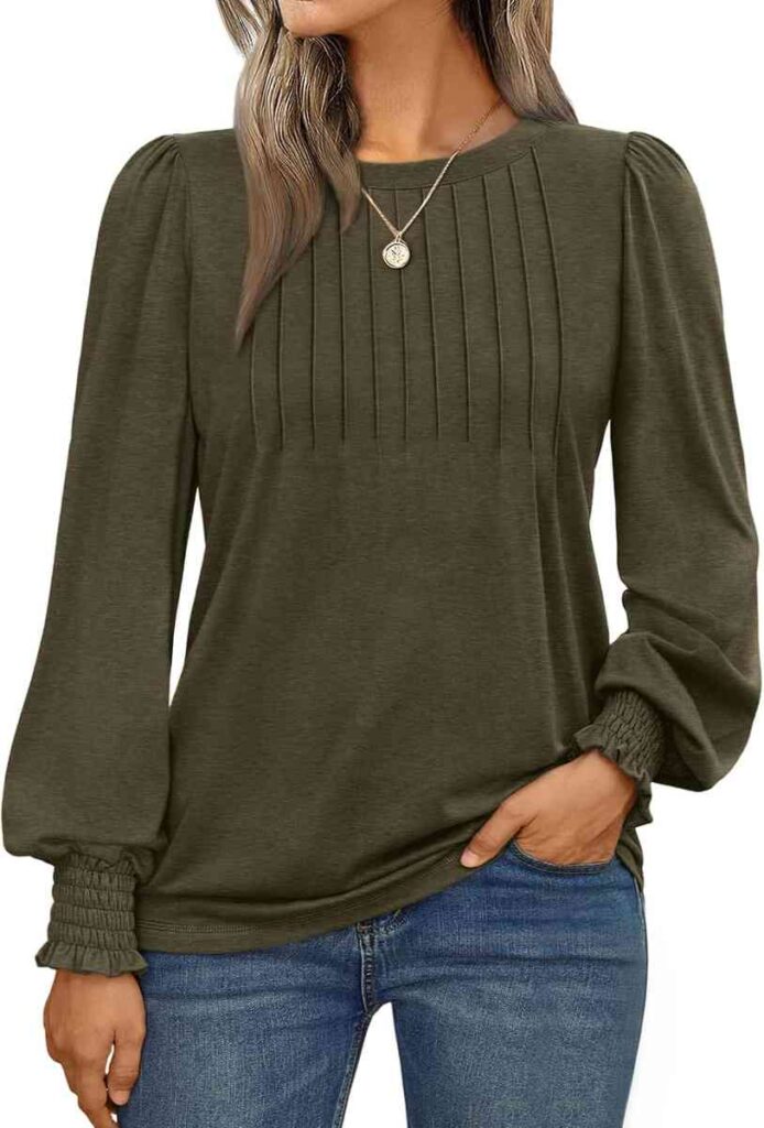 Automet Long Sleeve Pleated Blouse