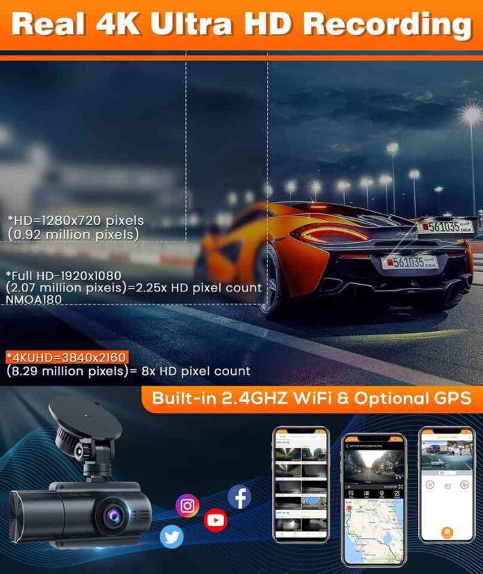 Moplasz 3 Channel 4K Dash Cam